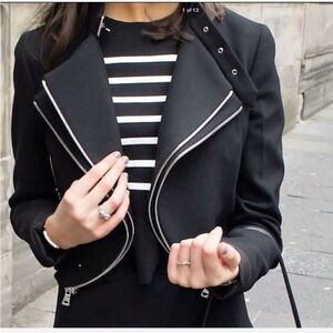 Zara Women's Black Biker Blazer